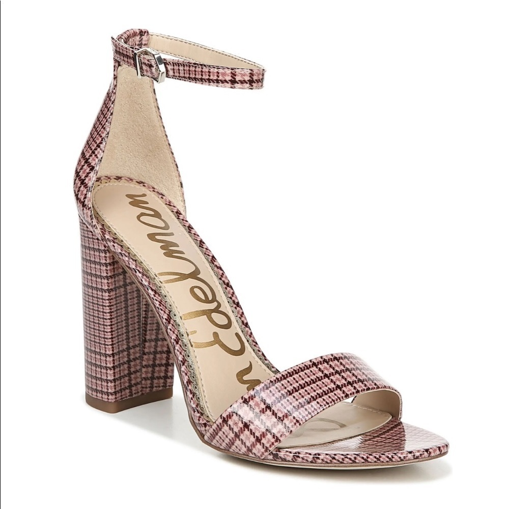 Sam Edelman | Yaro Plaid Ankle Strap Sandals Pink Plaid Size 7 NEW